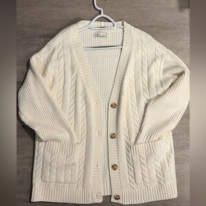 Abercrombie & Fitch Cream Cable Knit Cardigan